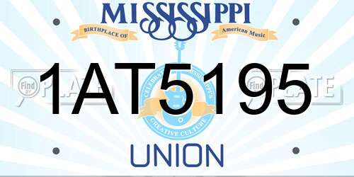 1AT5195 Mississippi License Plate