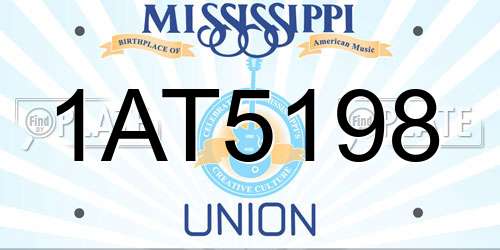 1AT5198 Mississippi License Plate