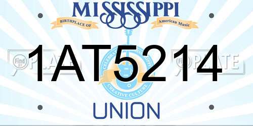 1AT5214 Mississippi License Plate