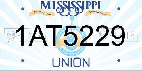 1AT5229 Mississippi License Plate