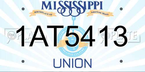 1AT5413 Mississippi License Plate