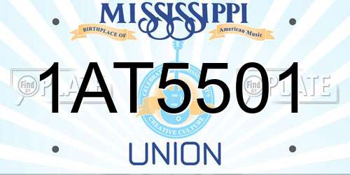 1AT5501 Mississippi License Plate