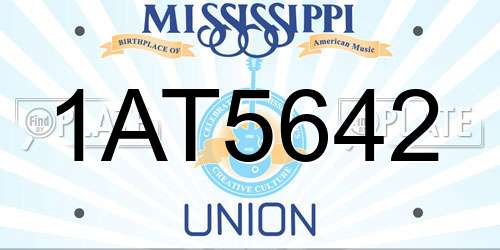 1AT5642 Mississippi License Plate