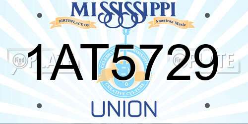 1AT5729 Mississippi License Plate