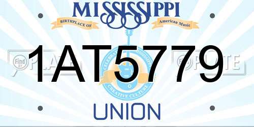 1AT5779 Mississippi License Plate