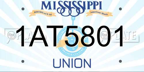 1AT5801 Mississippi License Plate