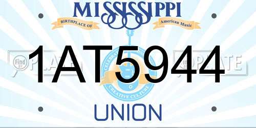 1AT5944 Mississippi License Plate