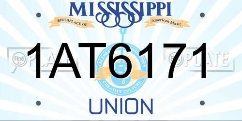1AT6171 Mississippi License Plate