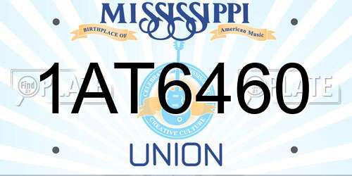 1AT6460 Mississippi License Plate