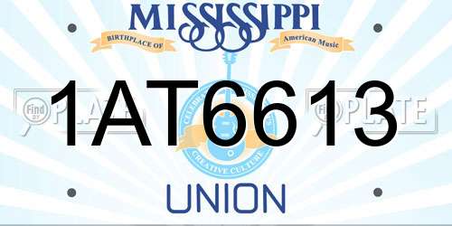 1AT6613 Mississippi License Plate