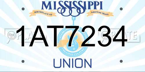 1AT7234 Mississippi License Plate