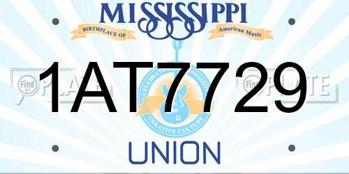 1AT7729 Mississippi License Plate