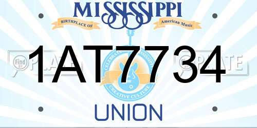 1AT7734 Mississippi License Plate