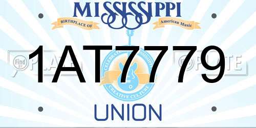 1AT7779 Mississippi License Plate