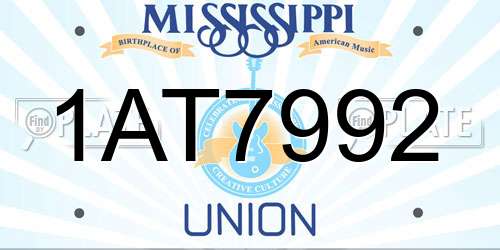 1AT7992 Mississippi License Plate