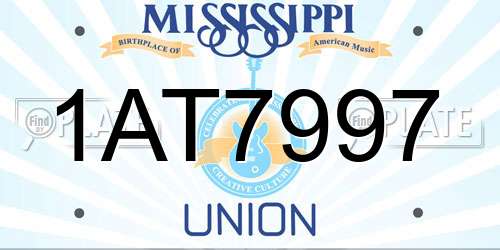 1AT7997 Mississippi License Plate