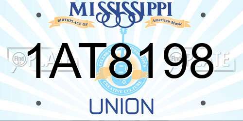 1AT8198 Mississippi License Plate