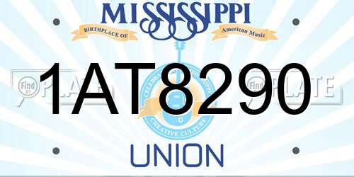 1AT8290 Mississippi License Plate