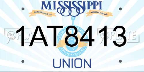 1AT8413 Mississippi License Plate