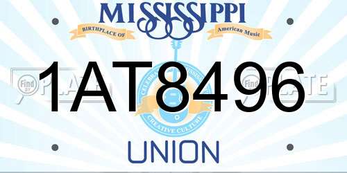 1AT8496 Mississippi License Plate