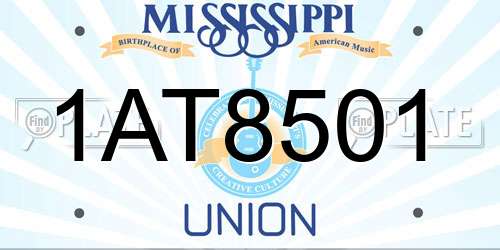 1AT8501 Mississippi License Plate