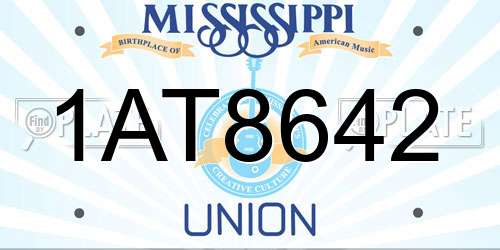 1AT8642 Mississippi License Plate
