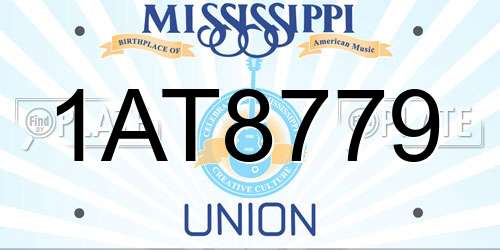 1AT8779 Mississippi License Plate