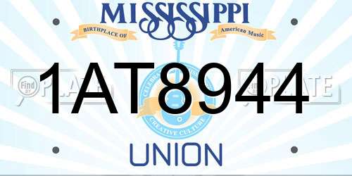 1AT8944 Mississippi License Plate
