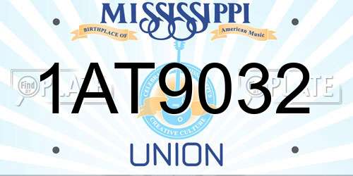 1AT9032 Mississippi License Plate