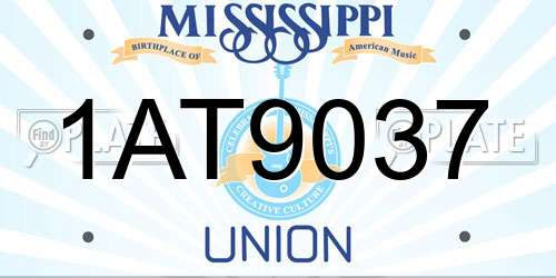1AT9037 Mississippi License Plate