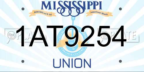 1AT9254 Mississippi License Plate