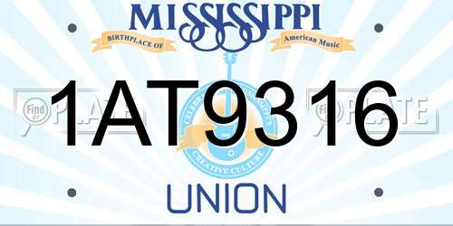 1AT9316 Mississippi License Plate