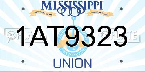 1AT9323 Mississippi License Plate