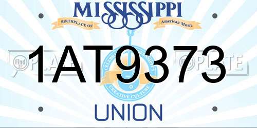 1AT9373 Mississippi License Plate