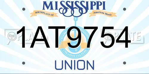 1AT9754 Mississippi License Plate