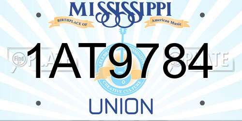 1AT9784 Mississippi License Plate