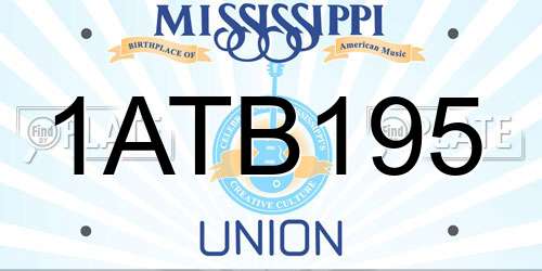1ATB195 Mississippi License Plate