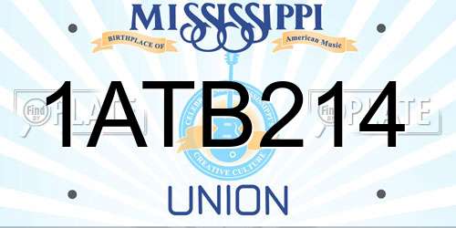 1ATB214 Mississippi License Plate
