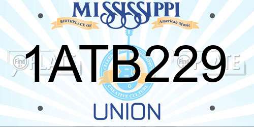 1ATB229 Mississippi License Plate