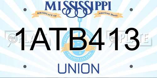 1ATB413 Mississippi License Plate