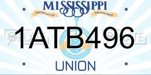 1ATB496 Mississippi License Plate