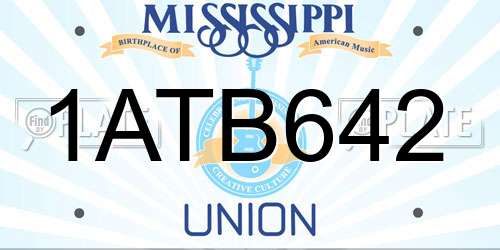 1ATB642 Mississippi License Plate
