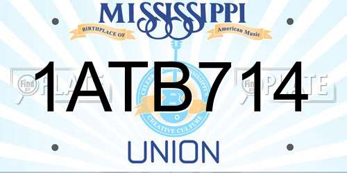 1ATB714 Mississippi License Plate