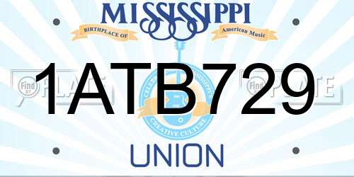 1ATB729 Mississippi License Plate