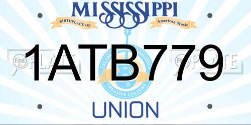 1ATB779 Mississippi License Plate