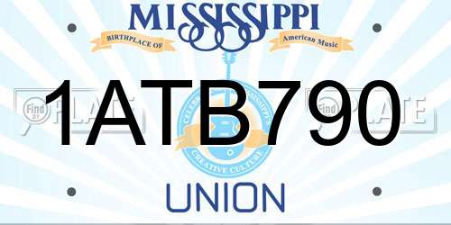 1ATB790 Mississippi License Plate