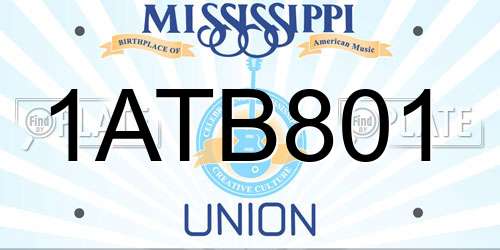 1ATB801 Mississippi License Plate