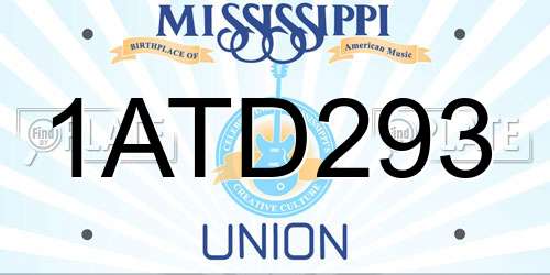 1ATD293 Mississippi License Plate