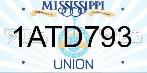 1ATD793 Mississippi License Plate