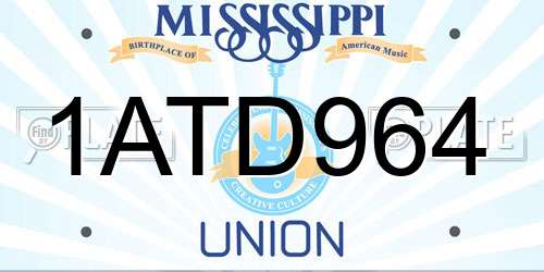 1ATD964 Mississippi License Plate